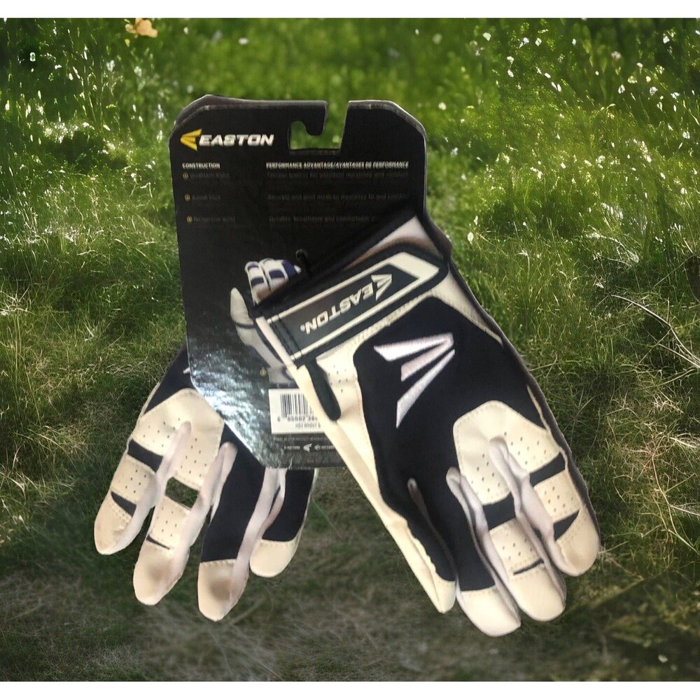 Easton HS3 Pro PAIR Leather Batting Gloves - ADULT Small Black & White New NWT